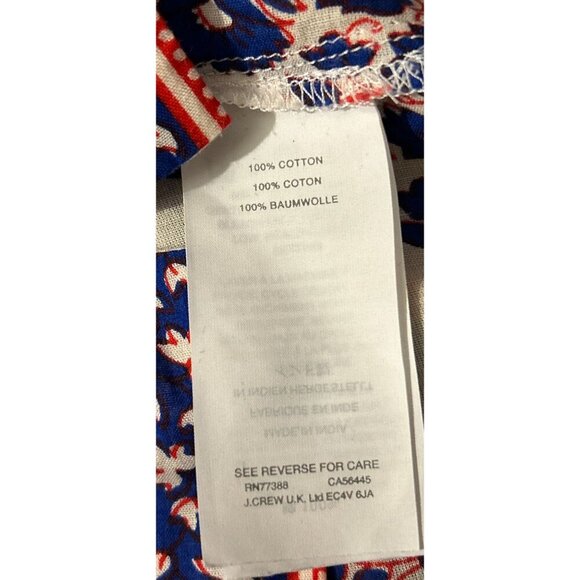 J.Crew French Country Peasant Red White Blue Paisley Top Boho Preppy Size XSmall - Picture 6 of 11